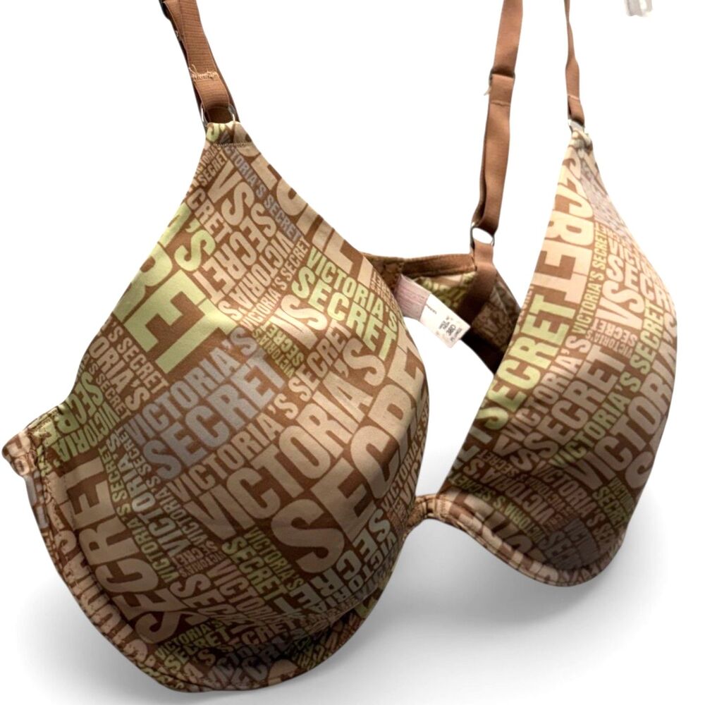 Victoria’s Secret Body by Victoria Brown All Over Stacked Logo Plunge Bra 38D